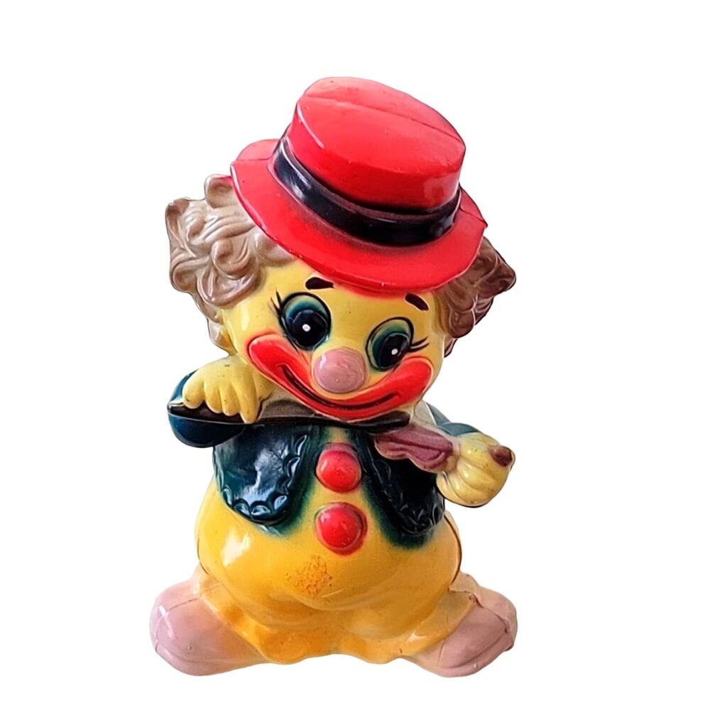 Vintage 1980's Plastic Clown Coin Bank 7.5" Tall